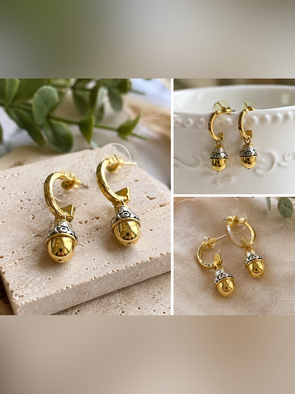 Brighton Two-Tone Gold & Silver Post Hoop Drop Earrings | Retired
